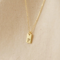 Chaîne de câble bijoux personnalisé en acier inoxydable minimaliste minuscule collier à breloques délicat 18k barre d'or graver nom initial collier