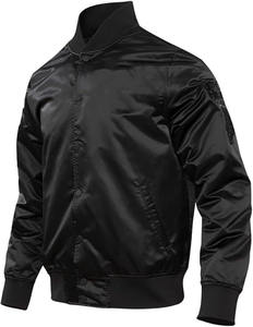 Chaqueta Bomber Deportiva de Alta Calidad, Chaqueta de Satén con Cuello Redondo para Hombre, Invierno, Logotipo Personalizado en la Parte Delantera - Product Image 4