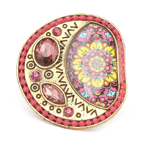 Bague fantaisie pour femme - Dorée - Rose - Product Image 2