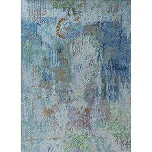 Alfombra Kavi Ivory de Lana y Seda de Bambú Anudada a Mano, Unstring Srb(703), Diseño Abstracto para Uso Doméstico - Product Image 1