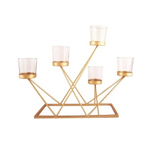 Bougeoir en métal et aluminium pour 5 bougies sans bougie de sol pour restaurant Noël Mariage Décorations pour la maison Bougies chauffe-plat - Product Image 5