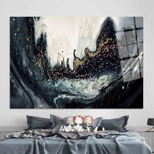 Elegant <b>Black</b> <b>and</b> <b>Gold</b> Marble Print Canvas: Modern Luxury <b>Decor</b>,TEMPERED GLASS ART - Product Image 1