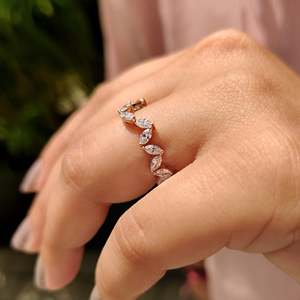 Bague de mariage en diamant Marquise, style zig-zag - Product Image 3