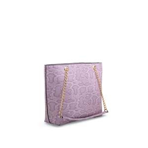 Preppy Vintage <b>Lilac</b> Shoulder <b>Bag</b> P54383 Single Chain and Pearl Decor Waterproof Zipper Closure for Summer and Winter - Product Image 2