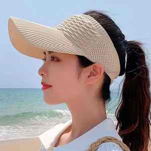 Visera de Verano para Mujer, de Ala Ancha, a Rayas, Informal, Transpirable, Cómoda, Deportiva, para Protección Solar al Aire Libre - Product Image 6