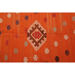 Grand tapis turc vintage 5,8x9,6 pieds, tapis floral orange et bleu - Product Image 3