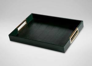 Plateau de service rectangulaire en cuir et velours de qualité supérieure, couleurs idéales pour la maison, les restaurants, les hôtels - Product Image 4