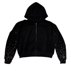 เสื้อฮู้ดสำหรับผู้ชายและผู้หญิงเสื้อครอปมีซิปรูดซิปทรงโอเวอร์ไซส์ทรงโอเวอร์ไซส์ออกแบบโลโก้ได้ตามต้องการ - Product Image 1