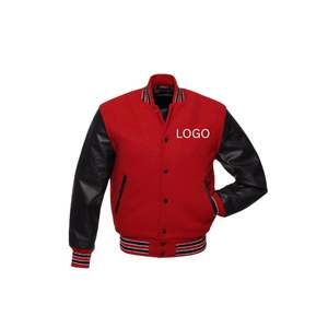 Veste bomber universitaire en polyester/coton pour homme, style streetwear décontracté, hiver, doublée, col montant, coupe-vent, en laine/viscose - Product Image 3