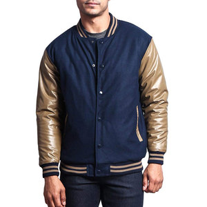 High Quality Slim Fit Bomber Varsity <strong>Jacket</strong> Wool and Leather Sleeves Hooded Collar Letterman Style <strong>Handmade</strong> in Pakistan - Product Image 1