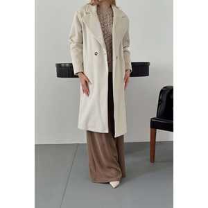 Ventes en gros de manteaux longs en tissu tissé blanc cassé - Product Image 3