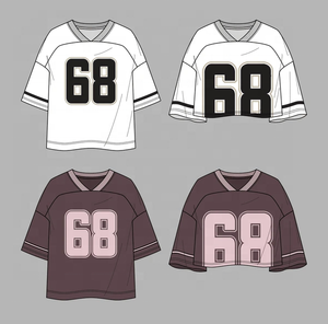 Camiseta de fútbol americano recortada de alta calidad para mujer, Camiseta deportiva con estampado de Club deportivo, camiseta de calle de moda de gran tamaño transpirable - Product Image 2