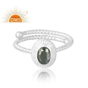 Anillo de piedras preciosas de pirita Natural de Plata de Ley 925, joyería personalizada para mujer, regalo para ella - Product Image 3