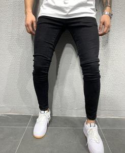 Wholesale Custom New Men <b>Elastic</b> Denim Solid Color Casual Slim <b>Jeans</b> Mid <b>Waist</b> Softener Comfortable Outdoor Pencil Long Pants - Product Image 3