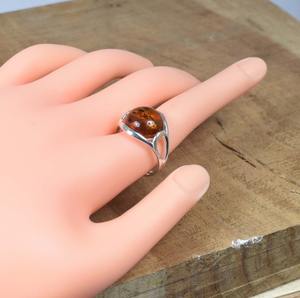 Anillo clásico de joyería para mujer, joyería de estilo bohemio de Plata de Ley 925, piedra preciosa ámbar, anillo hecho a mano, regalo para esposa - Product Image 2