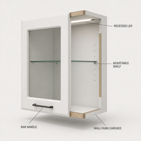 Ensemble d'armoires de cuisine Axcellent de style provincial français, suspendues, modulaires, sur mesure, avec poignées de bar et design LED encastré