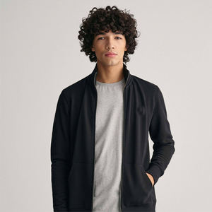 Men Zip Jacket Black Solid Color Lightweight Bomber Style <b>Sweatshirt</b> Casual Slim Fit Streetwear Full Zipper Cotton Outerwear - Product Image 3