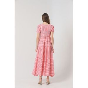 Topshow Fuchsia Striped Long Wholesale Dress - [object Object] - Product Image 5