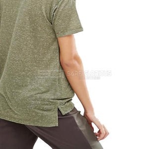 Camiseta de algodón para mujer, corte ajustado, cuello en V, manga corta, transpirable, suave, cómoda, informal, de verano, a la moda, sencilla y moderna. - Product Image 5