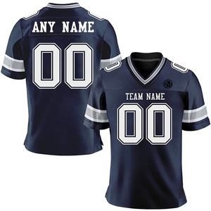 Camiseta de fútbol americano de secado rápido personalizable azul marino blanco gris transpirable manga corta personalizado impreso nombre del equipo número - Product Image 1