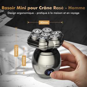 Rasoir électrique rechargeable USB pour hommes, tondeuse pour crâne chauve avec écran LED, utilisation humide/sèche/étanche (IPX7), rasoir rotatif lavable - Product Image 5