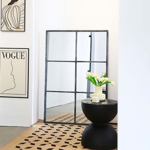 Vintage Black Oversized Window Style Antique Farmhouse <strong>Industrial</strong> <strong>Wall</strong> <strong>Mirror</strong> - Product Image 2