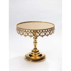 Support à gâteau doré glamour avec base robuste et artisanat artistique pour les tables de mariage de luxe et de dessert de cuisine raffinée - Product Image 2