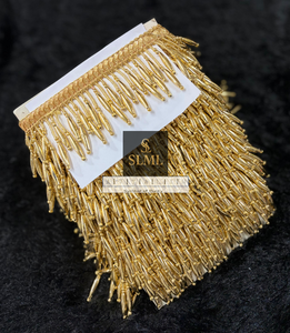 Perles dorées brillantes de qualité supérieure avec frange en or royal, dentelle suspendue pour robe de mariée, lehenga, robe lourde, saree, etc. - Product Image 3