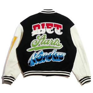 Primavera logotipo personalizado al aire libre Universidad ropa deportiva béisbol hombres chaqueta algodón Varsity Letterman chaqueta de Bombardero - Product Image 2