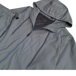 Top vente personnalisé 100% Polyester hiver à capuche fermeture éclair coupe-vent ensemble double couche Jogging veste maille doublure Shorts - Product Image 5