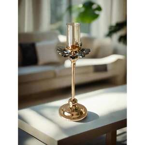 Bougeoir de luxe de style royal, élégant centre de table, accent décoratif époustouflant, décoration romantique et festive pour la maison - Product Image 1