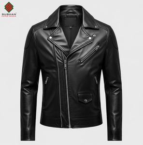 Chaqueta Bomber de Cuero Sintético Entallada Hecha a Mano |   Ropa de abrigo informal de invierno para hombre, con cierre y cuello mandarín, servicio OEM - Product Image 4