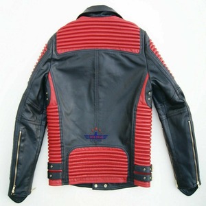Veste en cuir de course d'hiver noire et rouge à forte demande, cadeau de Dieu, pour hommes, qualité supérieure, élégante, logo avant, vêtements de mode moto - Product Image 3