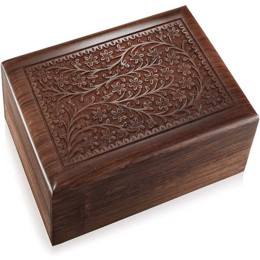 Vente en gros de boîte à urne florale sculptée à la main en palissandre mémorial de crémation avec sac en velours fabriqué au Vietnam - Product Image 5