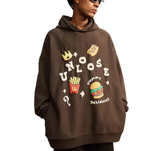 Meilleur prix de gros Logo personnalisé Sweat à capuche léger et surdimensionné pour homme à imprimé bouffant 100% coton avec col à capuche - Product Image 1
