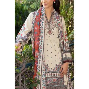 Conjunto de 3 piezas de Salwar Kameez Anarkali con estampado Jacquard, Dupatta con rayas Zari, algodón elástico informal para mujer - SP-52085 - Product Image 4