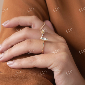 Alta calidad Fancy VVS Moissanite 1.00CT Marquise Cut Compromiso/Anillo de bodas Último diseño de solitario simple Punta de oro rosa - Product Image 5