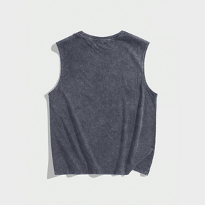 Camiseta sin mangas de gran tamaño con logotipo personalizado de alta calidad para hombre, diseño deportivo a juego con cuello redondo, estampado de Color sólido, estilo informal - Product Image 2