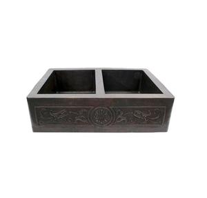 Fregadero de cocina de cobre rectangular simple hecho a mano, nuevo diseño de granja martillado frontal redondeado, proveedor directo de fabricante - Product Image 2