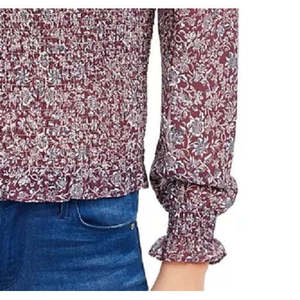 Q & a Top da donna con stampa floreale a smock viola taglia piccola - Product Image 3