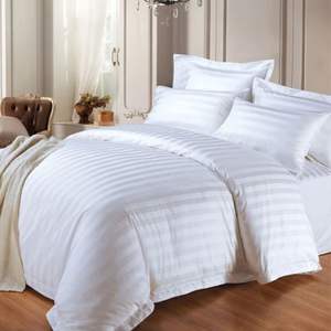 Drap de lit rayé 100% coton 400 TC léger et portable Design plié" - Product Image 1