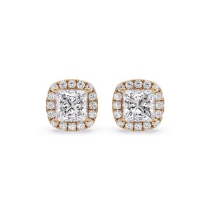 Pendientes Clásicos de Diamantes Halo Princesa de 0.60 Ct, Diamantes Cultivados en Laboratorio en Platino, para Bodas y Fiestas - Product Image 3