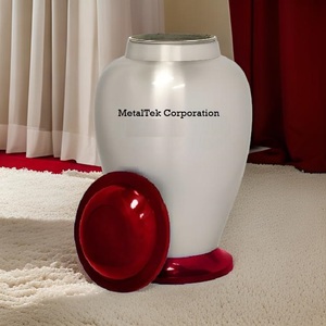 โกศใส่เถ้ากระดูกอลูมิเนียมสีแดงและสีขาวมาใหม่พร้อมของชำร่วยงานศพขี้เถ้าโกศ - Product Image 2