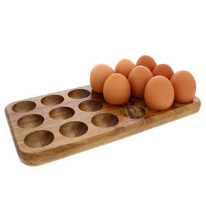 Porte-oeufs en bois Rack Conteneur à oeufs rustique pour réfrigérateur de cuisine domestique 12 trous Boîtes de rangement Organisateur de stockage - Product Image 4
