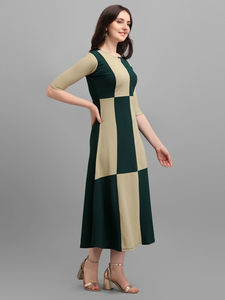 Femme Midi/Mollet Longueur Multicolore Col Rond Robe ajustée et évasée - Product Image 5