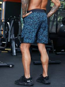 กางเกงขาสั้นตาข่ายโพลีเอสเตอร์สำหรับผู้ชายพิมพ์โลโก้แบบสปอร์ตออกแบบได้ตามต้องการเป็นมิตรกับสิ่งแวดล้อมลายพื้นใส่ออกกำลังกายกันรอยยับระบายอากาศได้ - Product Image 2