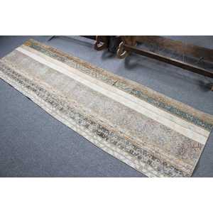 Tapis turc vintage 2,4x8,6 pi (73x263 cm), tapis floral brun gris - Product Image 4