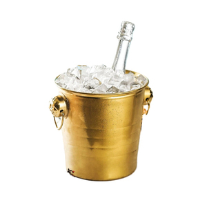 Antique Gold Finished Brass <b>Ice</b> <b>Bucket</b> With Ring Handle Bar Ware <b>Champagne</b> <b>Ice</b> <b>Bucket</b> for Beer Bottle Chiller - Product Image 3