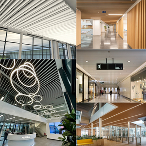 2 "x 4" 300mm phong cách khác nhau của Walnut đường cong lượn sóng âm thanh hấp thụ nhôm vách ngăn trần có thể điều chỉnh treo hệ thống - Product Image 6