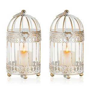 Gold silver metal candle holder decorative tealight lantern birdcage candle lantern vintage home decor <b>table</b> <b>centerpiece</b> - Product Image 3